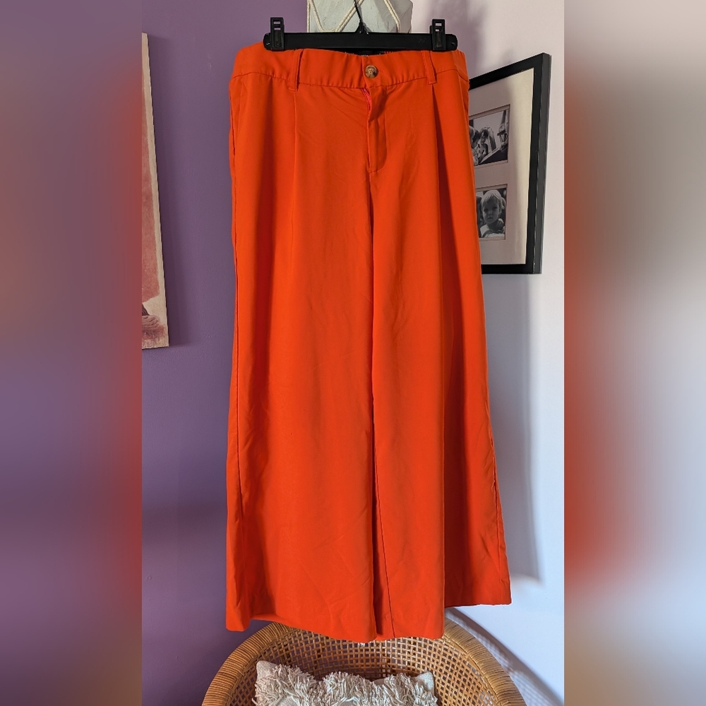 Wide Leg Orange Pants